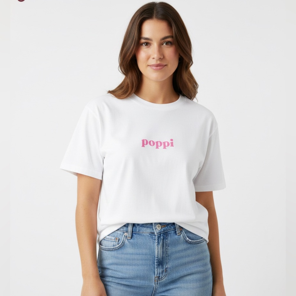 NEW Poppi Soda’s Back 2.0 Tee White Graphic T-Shirt Size L